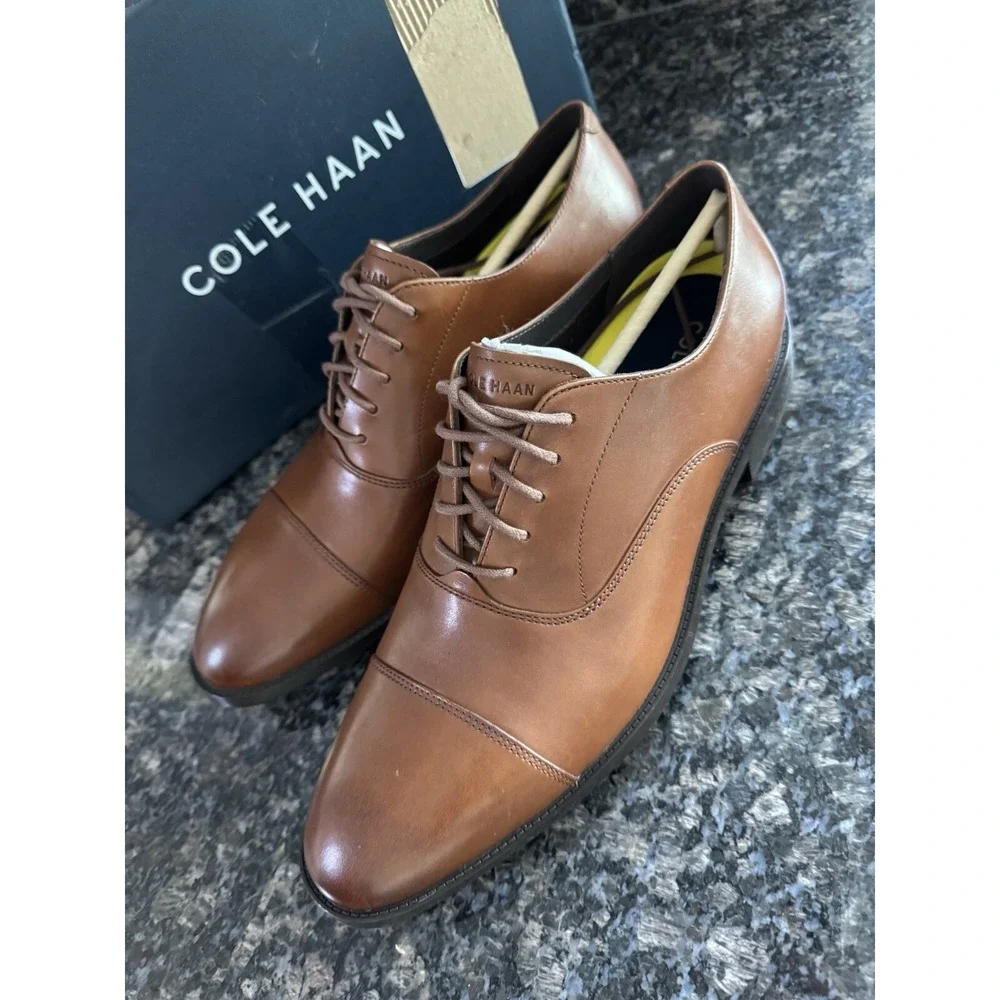 Cole Haan Hawthorne Cap Toe Oxford British Tan Leather Shoes C38721 Mens 10.5